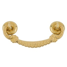 Ornate Heavy Solid Brass Drawer Bail Pull | Centers: 3" | Handle for Antique Cabinet Door, Dresser Drawer, Desk | Reproduction Furniture Hardware | UA-834-PSB