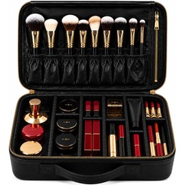Organizador de Maquillaje Large con Divisores Ajustables, Compartimento para Brochas, Estuche Impermeable de Viaje con Gran Capacidad y Diseño Premium