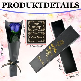 PLECUPE Eternal Rose with Stem, Real Infinity Rose in Box, Red Roses Gift Box Women, Durable Preserved Rose in Rose Box, Gift for Mother, Girlfriend, Valentine's Day, Mother's Day, Blue