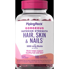 Piping Rock Hair Skin and Nails Vitamins | 165 Softgels | 5000mcg Biotin | by Piping Rock