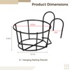 6 PCS Round Hanging Railing Planters, Hanging Flower Stand Iron