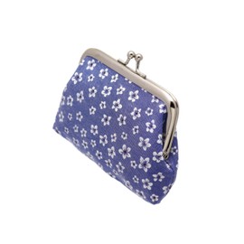 Coin Purse Vintage Bag Lock Wallet Buckle Kiss Lock change purse change holder wallet coin Canvas cotton coin purse(C Blue)