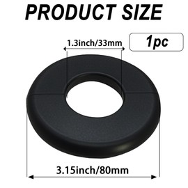 CAcoverVA Wall Split Flange 1 Piece, Pipe Cover Decoration Fit 1.3 inch Outer Diameter Pipe, ABS Round Self-Adhesive Escutcheon Plate, Buckles Design Split Plumbing Cover Plates, Black (33mm)