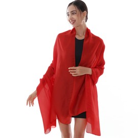 RIIQIICHY Pashmina Red Shawls Wraps for Women Evening dresses Like Chiffon Silk Scarf for Weddings