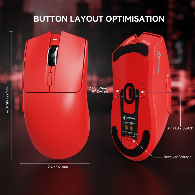 Attack Shark X1 Wireless Gaming Mouse with RGB Charging Dock,