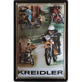 30 x 20 cm Retro Tin Sign Suitable for Kreidler Florett Moped, Motorcycle Fans, Decorative Workshop, Garage Sign, Embossed Sheet Steel