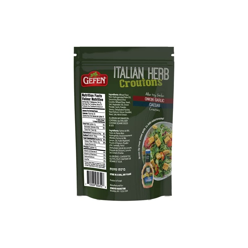 Gefen Italian Herb Caesar Croutons, 5.2oz (3 Pack) | Dairy