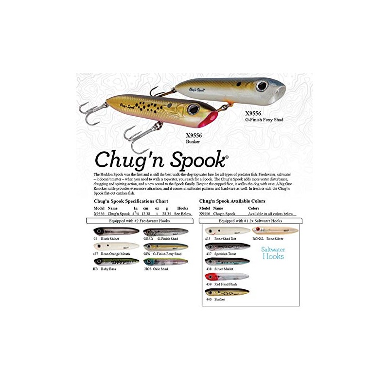 Heddon X9556-435 Chug'N Spook Saltwater-Bone
