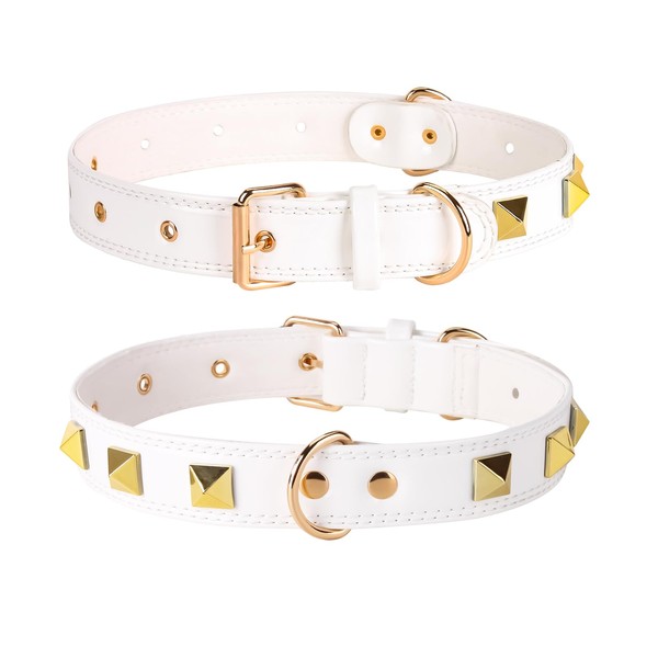 SHWLNY SkinSafe PU Leather Dog Collar, Spike Dog Collar with