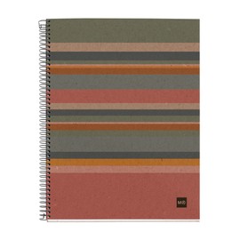 Miquelrius - A4 Recycled Notebook, 80 Sheets of 80 g/m², Lined Inside, Recycled Paper (Post-Consumer Recovery), 4 Coloured Strips, 4 Drills, Recycled Cover, Eco Lined