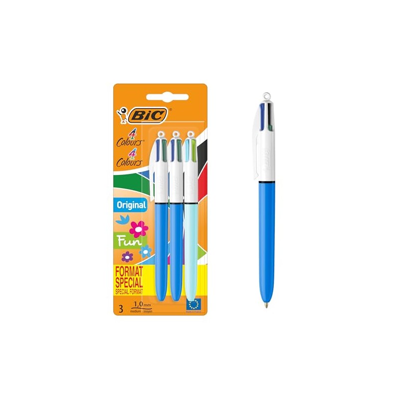 BIC Medium Retractable Ballpoint Pen Assorted Colours Pack of 3