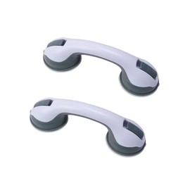 2 Pack Grab Bars for Bathtubs and Showers, Shower Handle with Strong Suction Cups, 12 inch Bathroom Grab Bars for Seniors, Shower Handle Removable,Drill Free, Waterproof