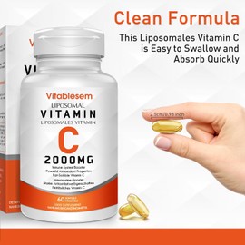 Liposomal Vitamin C Capsules 2000 mg - High Dose Gluten Free & Ascorbic Acid - Immune-Supporting Antioxidant - Non-GMO