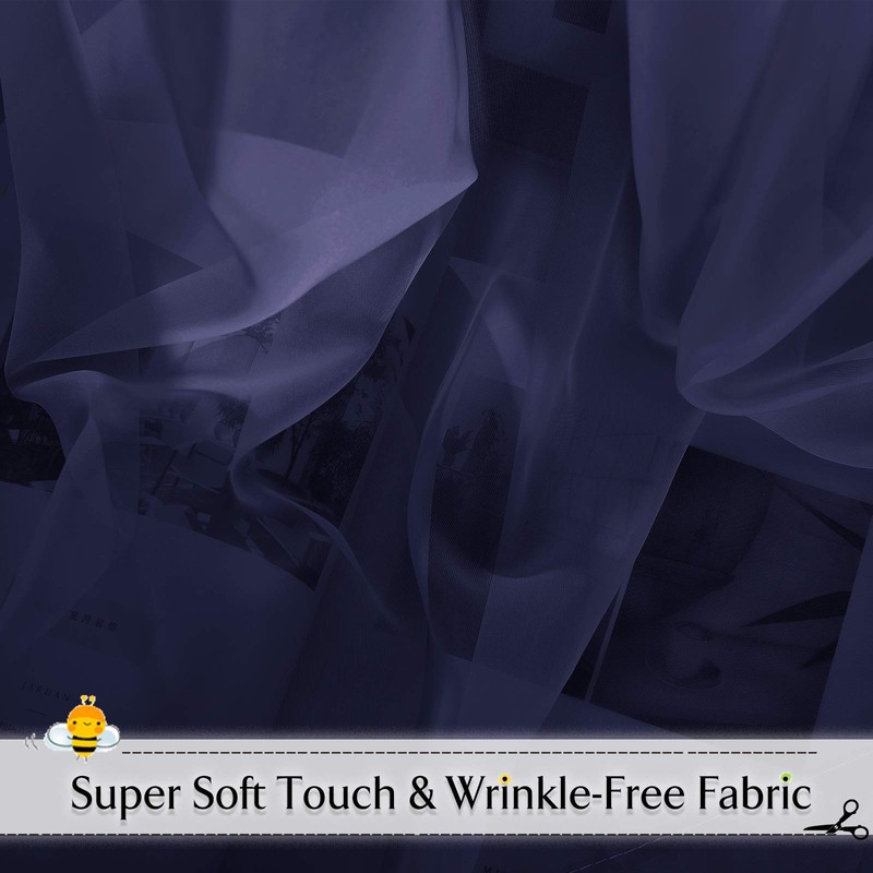 RYB HOME Sheer Curtains Scarf - Long Windows Valance for