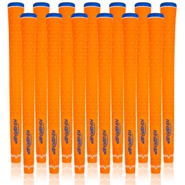 KINGRASP Golf Grips Set of 2(Free 2 Tapes) Soft Rubber Golf Clubs Grips, Anti-Slip Ecological Cotton Yarn Thread TechnologyMidesize Standard Size,Material Super Stability Golf (Orange, Standard)