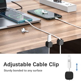 6 Pack Magnetic Cable Clips,Cable Tidy Tools,Cord Holder for Desk Cable Management,Cable Organiser for Wall,Office,Car,Desk,Nightstand(Black)