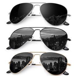 Polarized Aviator Sunglasses For Women Men Vantage Retro Sun Glasses Driving Fishing Hiking UV Protection, 3 Pack (M)