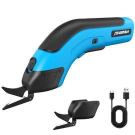 PHIRAH Cordless Electric Scissors with 2 Blades, 4V Rechargeable Powerful Shears for Sewing, Crafting and Cutting, Super Scissors Rechargeable for Fabric, Carpet, Leather, Cardboard
