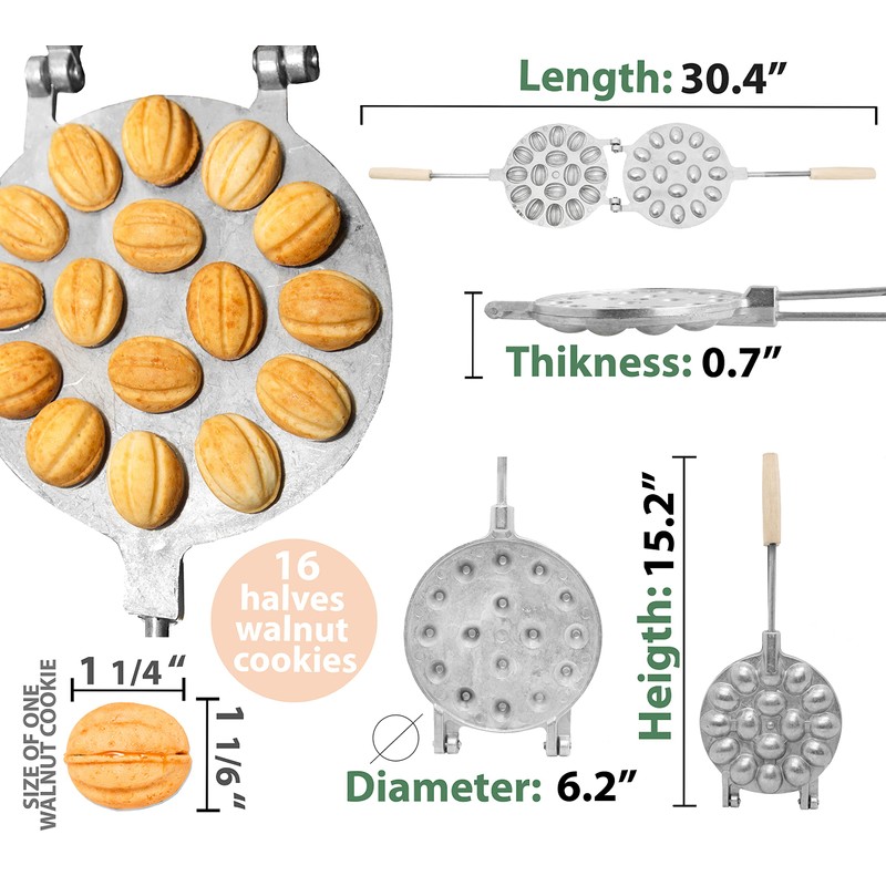 PetriStor Walnut Cookie Mold Maker 16 nut Oreshki Mold Maker