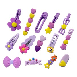 14 PCS Dopamine new fashion children's hair clip Cute kids bangs hairclip back head duck mouth clip Handmade barrette Bohemian fancy hairpin accessories hair slide, girl's headgear bobby pin (purple)