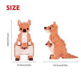 Larcele 899 Pieces Micro Building Blocks Toy Kit, Mini Bricks Building Blocks Set KLJM-07 Reusable (Kangaroo)
