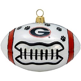 Georgia Bulldogs Football Blown Glass Ornament