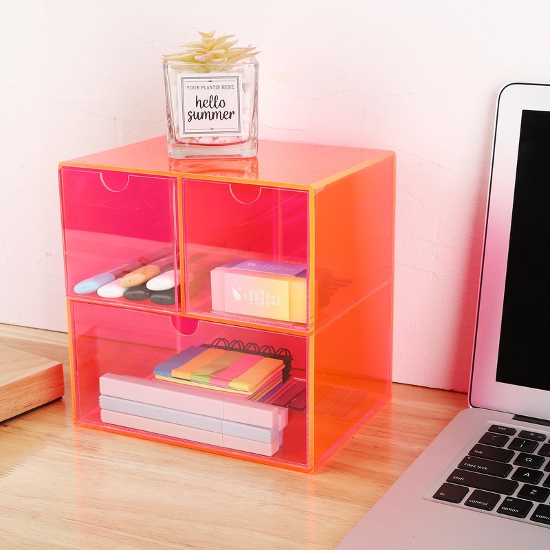 Gelite Desk Organizer with 3 Storage Drawers for Makeup Office