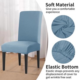 LUSCHEER Dining Room Chair Covers Set of 4, Chair Protector Slipcovers Stretch Removable Washable Decoration Seat Cover for Hotel, Ceremony, Banquet, Kitchen, Restaurant, Home (Blue)