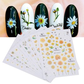 9 hojas de flores adhesivos para uñas, calcomanías de manicura DIY calcomanías para uñas calcomanías adhesivas para uñas para mujeres niñas damas