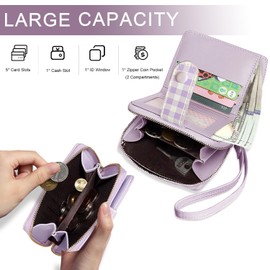 Sunwel Fashion Grape Wallet Card Holder Small Cute Wallet Zipper Coin Pocket Wallet for Women Girls (PURPLE)