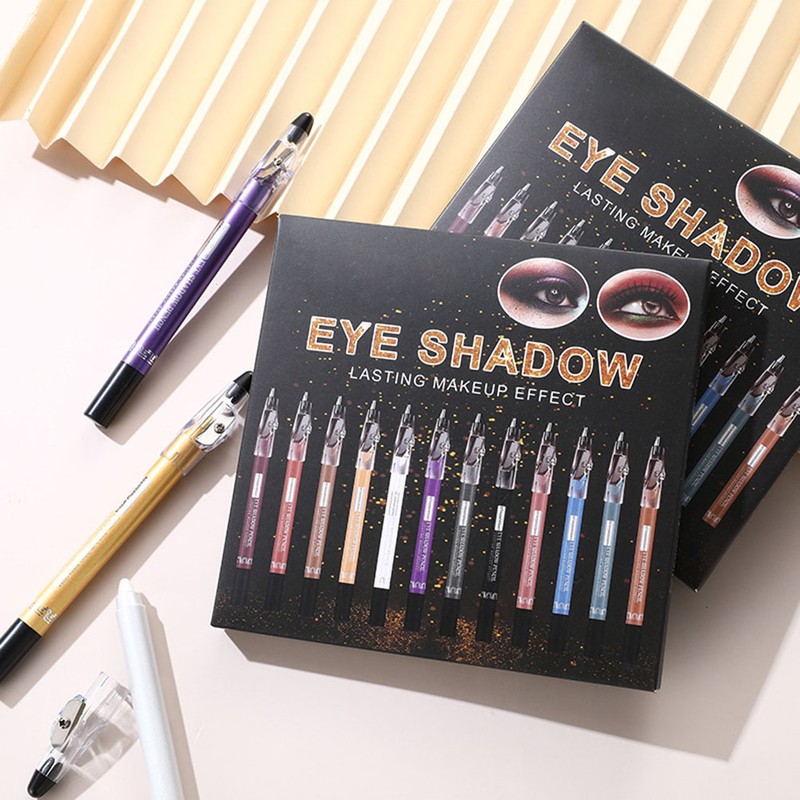 12 Color Eye Shadow Pen Glitter Eyeliner Eye Shadow Pencil
