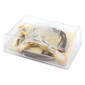 Gold-Tone and White Saint Benedict Crucifix Pendant | Includes Cord to Wear | 3.25" Inches Tall | Patron Saint of Students and Europe | Great Catholic Gift for First Holy Communion and Confirmation