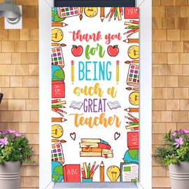 Vohado Thank You Teachers Door Cover Teacher Appreciation Week Party Decoration School Classroom Front Porch Banner Decor