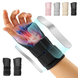 2PCS Muñequeras Para Aliviar El Túnel Carpiano, Muñequera Ajustable con 2 Placas de Aluminio Desmontables, Muñequera Ortopedica, Cómoda y Transpirable, Adecuada Tanto para Mujeres Como para Hombres (Negro)