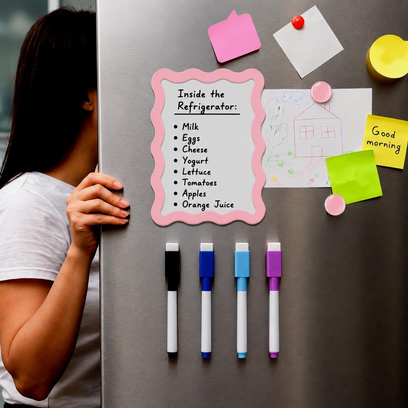 Gueevin Pink Small Scalloped Magnetic Dry Erase Whiteboard, 7" x