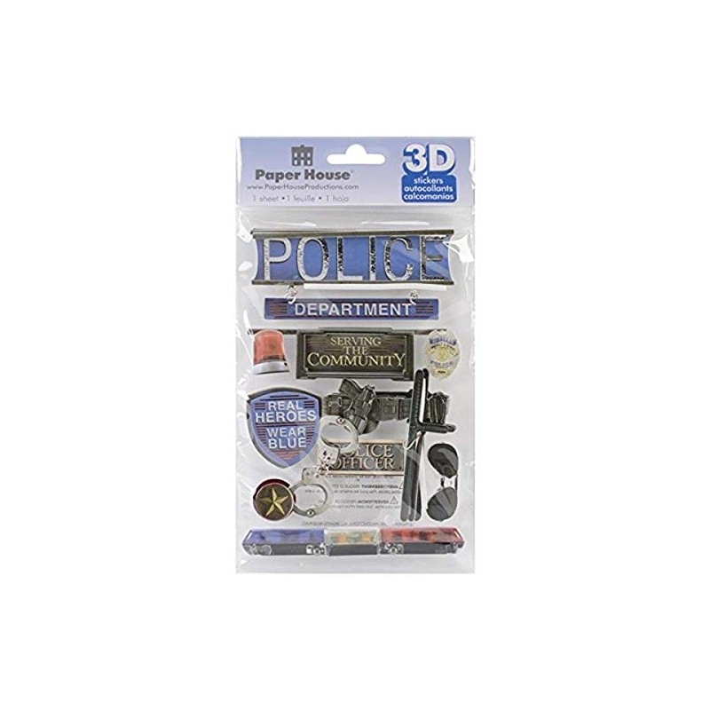 Paper House Productions STDM-168E 3D Stickers, Police