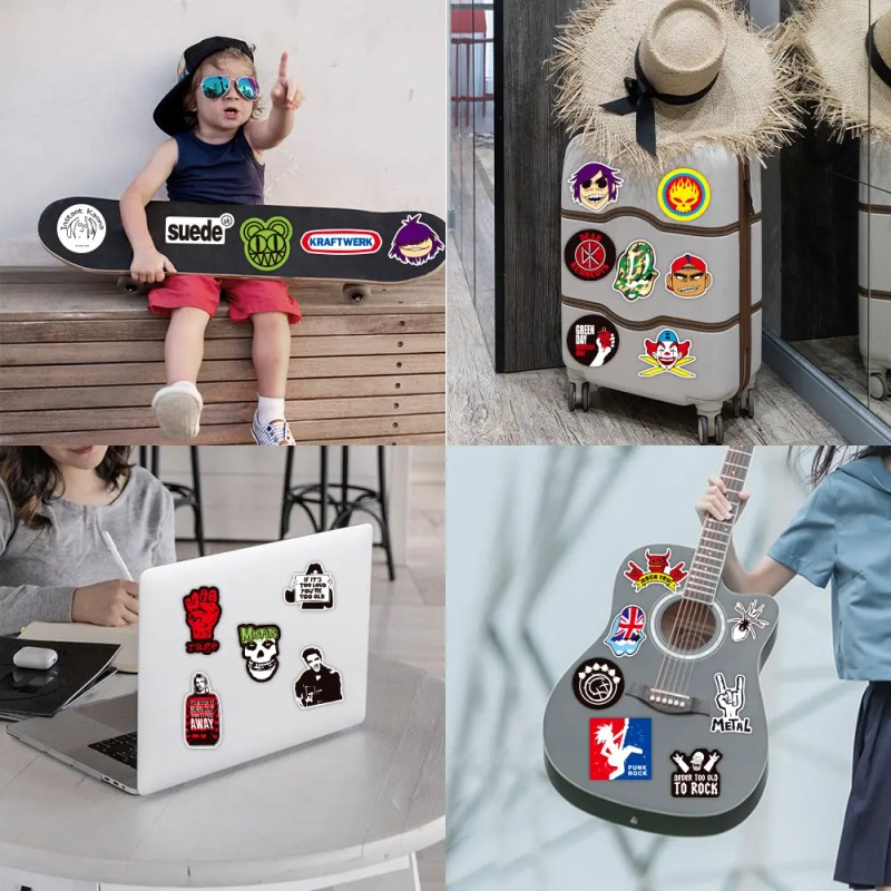 Grupo De Rock 100 Calcomanias Stickers De Pvc Vs Agua