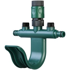Royal Gardineer 2-way water distributor: adjustable 2-way water distributor with practical hose holder (water hose holder, hose hanger, irrigation computer)