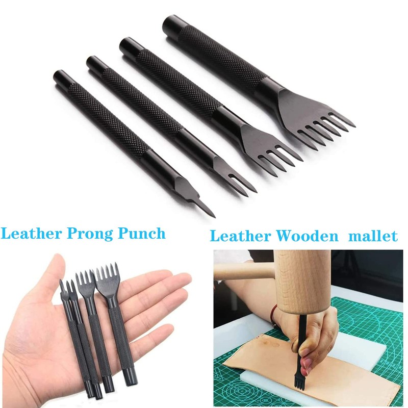 Yuentoen 4 Pcs Sharp Head Pricking Iron Leather Hole Punch,