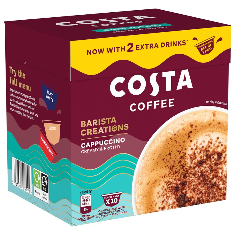 Costa Coffee Dolce Gusto Cappuccino One Pod 10 x 16g,