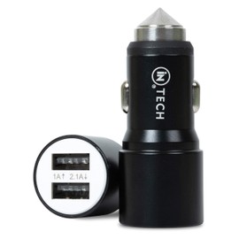 Dual USB Car Adaptor 12/24v Car Accessory Charging Adaptor for USB Compatible Devices Doubles As An Emergency Escape Safety Break Glass Hammer Accident Tool