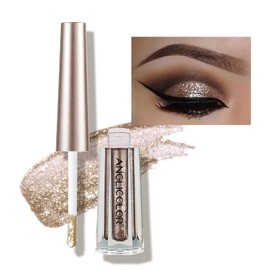 Diamond Glitter Liquid Eyeshadow & Eyeliner Pen, Starry Sequins Mermaid Eye Shadow, Crease Resistant, Long Lasting and Pigmented Sparkling & Shimmer Eyes Makeup(#10 Light Coffee)
