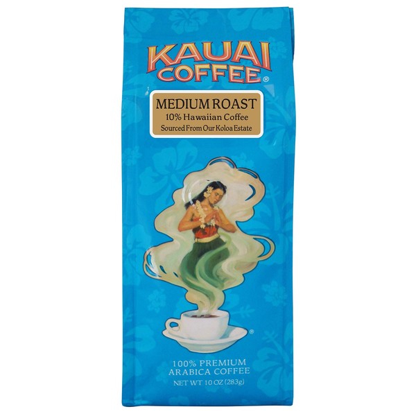 Kauai Hawaiian Ground Coffee, Koloa Estate Medium Roast (10 oz Bag) - 100% Premium Gourmet Arabica Coffee from Hawaii's Largest Coffee Grower - Bold, Rich Blend