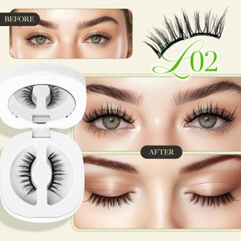 LASHVIEW Magnetic Eyelashes, Natural Look, 1 Pair of Magnetic Eyelashes with Applicator, No Glue Required, Magnetic Eyelashes, Magnetic Lashes Set, Easy to Wear and Remove (R02)