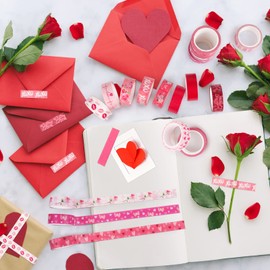 Waenerec Waenerec Pink Decorative Tape Set 20 Rolls Heart Floral Washi Tape Aesthetic DIY Valentines Masking Tape for Kids Craft Bullet Journals Scrapbooking & Stamping Supplies