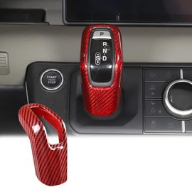 Youzzei Gear Shift Head Cover Trim, Carbon Fiber Style Car Gear Stick Cover for Land Rover Range Rover Sport 2014-2017 Jaguar E Pace 2018-2019, ABS Plastic Range Rover Sport Gear Knob Cover Trim-Red