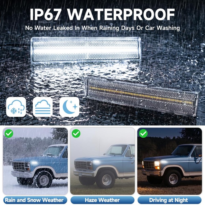 LED Side Marker Lights for 1980-1986 Fo'rd F150 F250 F350