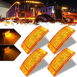 PSEQT 6'' Trailer Truck Marker Lights & Turn Signal Lights Amber LED Rectangle Clearance Pickup Lights Waterproof with 20 Diodes and High Low Brightness Side Tail Front Rear Lights