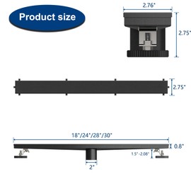 Neodrain 18-Inch Linear Shower Drain,with 2-in-1 Flat & Tile Insert Shiny Black Cover, Rectangle Shower Floor Drain, Linear Drain with Adjustable Leveling Feet, Hair Strainer