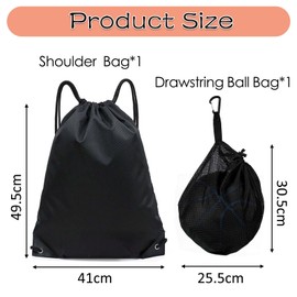 XPOOP 2 Pieces of Ball Bags, Sports Drawstring Bag, Waterproof Foldable Drawstring Training Bag Unisex, Foldable Ball Net, Single Ball Bag with Zipper Pocket, Drawstring Ball Storage Net Bag